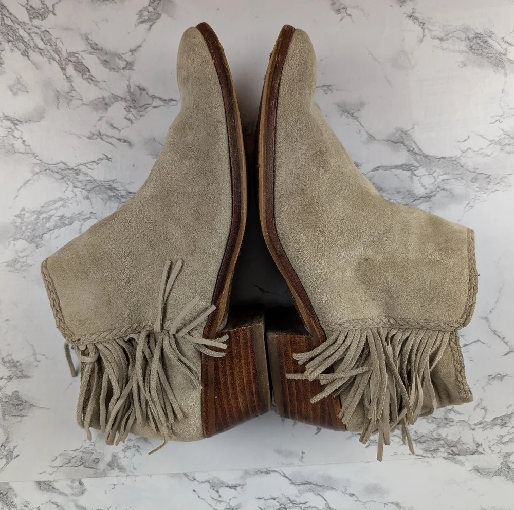 Sam Edelman Size 6.5 Ankle Booties In Light Cream Leather/Suede